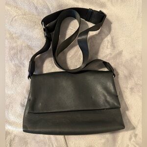 Mango Black Leather Crossbody Shoulder Bag
